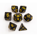 Black Set of 7 Nebula Polyhedral Dice with Gold Numbers
