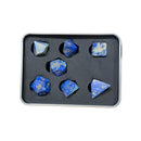 Blue Sandstone Set of 7 Gemstone Polyhedral Dice with Gold Numbers