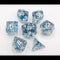 Blue Set of 7 Glitter Polyhedral Dice with White Numbers