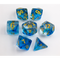 Blue Set of 7 Nebula Polyhedral Dice with Gold Numbers