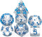 Fox - White Set of 7 Filled Polyhedral Dice with Blue Numbers