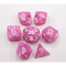 Pink Set of 7 Marbled Polyhedral Dice with White Numbers