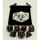 Purple Set of 7 Dark Nebula Polyhedral Dice with Silver Numbers