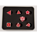 Red Shadow Set of 7 Metal Polyhedral Dice with Silver Numbers