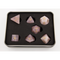 Rose Quartz Set of 7 Gemstone Polyhedral Dice with Gold Numbers