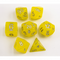 Yellow Set of 7 Jelly Polyhedral Dice with Silver Numbers