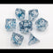 Blue Set of 7 Glitter Polyhedral Dice with White Numbers  Fair Game Video Games