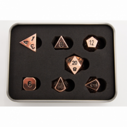 Shiny Copper Set of 7 Metal Polyhedral Dice with Black Numbers  Fair Game Video Games