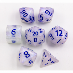 Silver Blue Glitter Set of 7 Special Set Polyhedral Dice with Silver 2 Numbers  Fair Game Video Games
