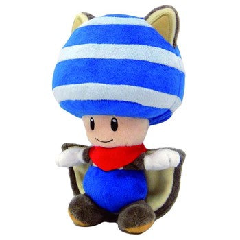Super Mario Series Flying Squirrel Blue Toad Plush, 9"  Fair Game Video Games