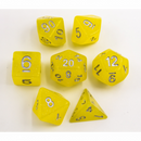 Yellow Set of 7 Jelly Polyhedral Dice with Silver Numbers  Fair Game Video Games
